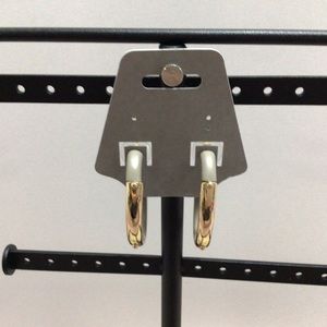 NWOT Grey and Gold Hoops